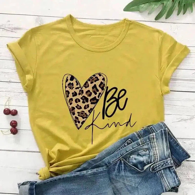 Women's Inspirational Graphic Tee with Heart Design-Ginger-5