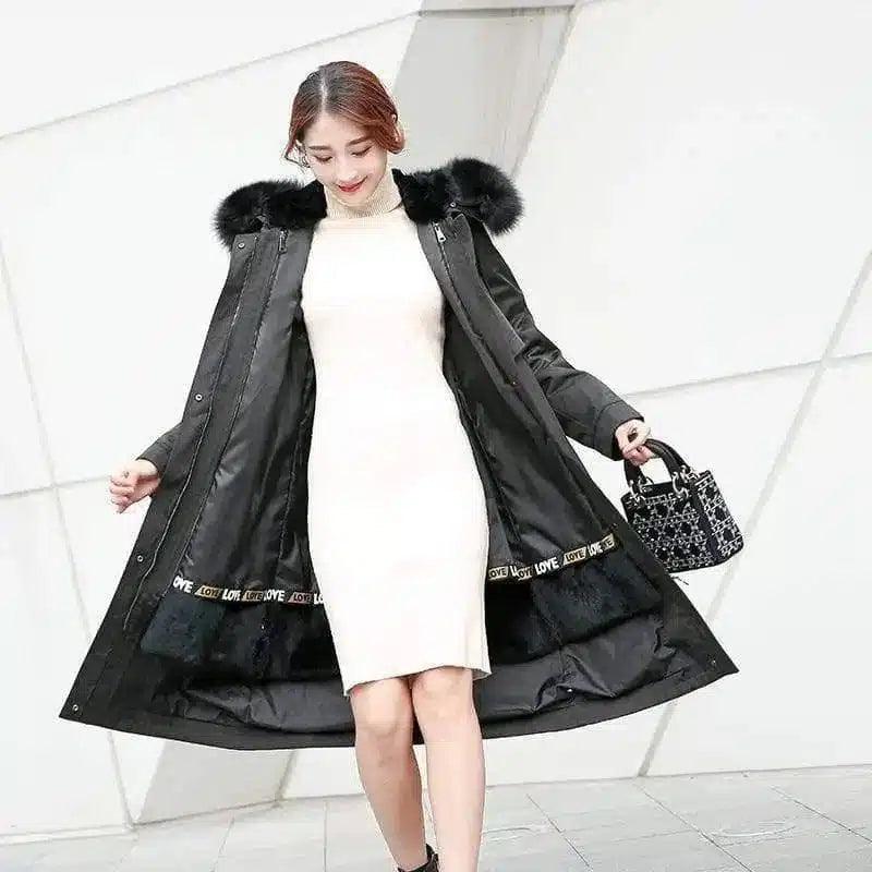 LOVEMI - Lovemi - Medium length heavy and slim detachable fur coat