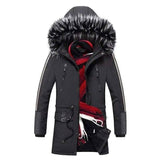 Men's fur collar hooded down jacket-BlackA-10