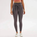 Nine-point legging yoga pants with straps-Grey-2