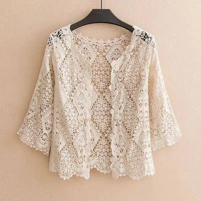 LOVEMI - Lovemi - Outside The Solid Color Lace Vest Jacket Women's