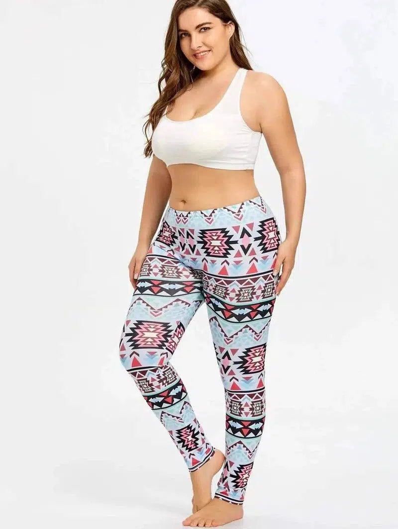 LOVEMI - Lovemi - plaid digital 3D printing large size leggings