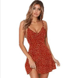 Polka-dot lace-up fashion dress-Red-10