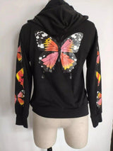 LOVEMI - Lovemi - Printed Color Big Butterfly Casual Hooded