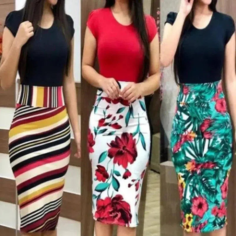 LOVEMI - Lovemi - Printed Office Midi Pencil Dress Large Women Dress