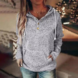 Womens Casual Hooded Pullover Sweatshirt-Grey-2