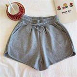 Pure Color Shorts, Thin, Wide-Legged, High-Waisted,-Gray-4