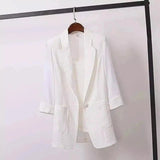 Women's Casual Blazer Jackets for Work-White-2