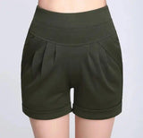 Shorts Chiffon Women Cotton Casual-ArmyGreen-22