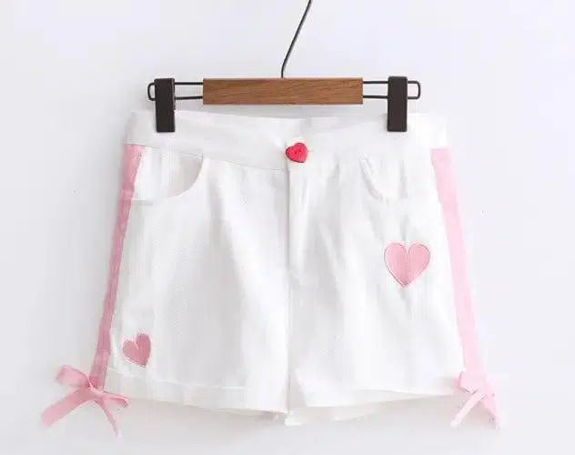 Shorts Summer Candy Simple Collocation High Waist Womens's-White-5