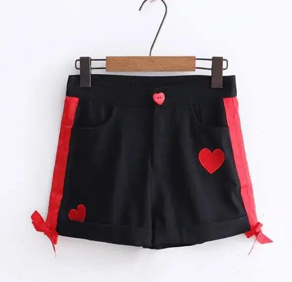 Shorts Summer Candy Simple Collocation High Waist Womens's-Black-8