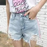 Shredded slim slimming summer denim shorts-2