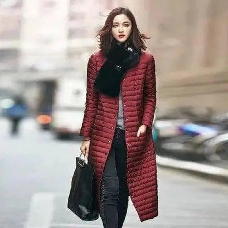 Single-breasted down jacket-Red wine-1