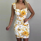 Sleeveless printed hip dress-white-14