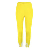 Slim Slimming Printed Cropped Trousers-10 Yellow-3