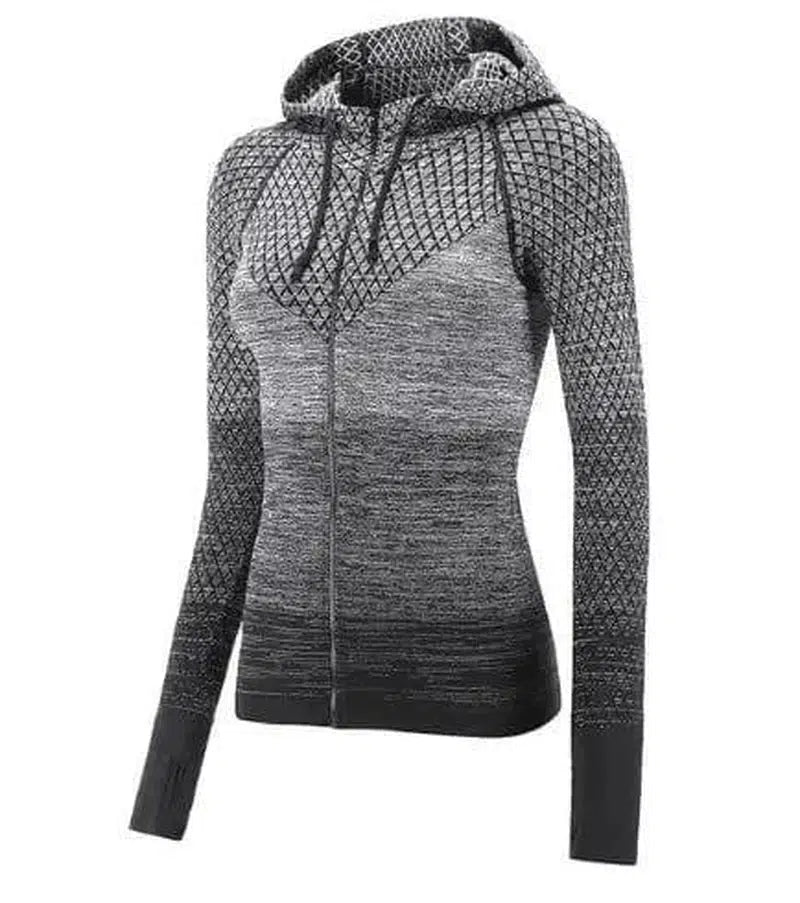 Sports hoodie Slim zip yoga sports jacket female jacket-Black-4