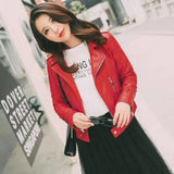 spring and autumn new ladies leather short Korean version of-Big red-1