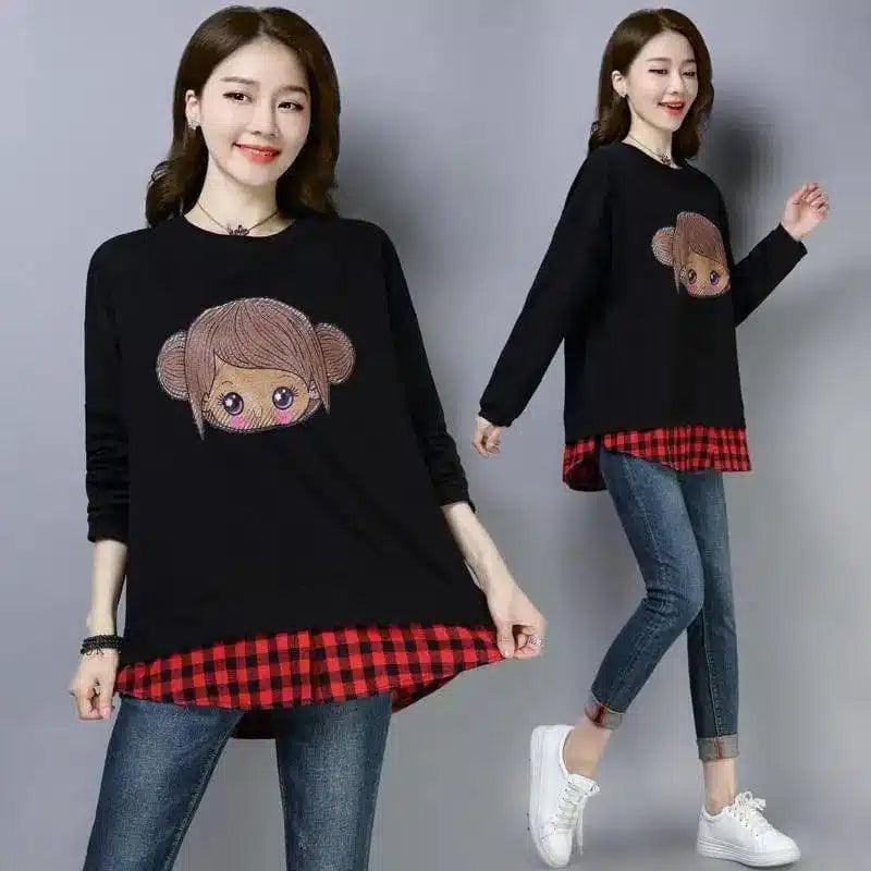 spring and summer new Korean version of the loose large size-Black-2