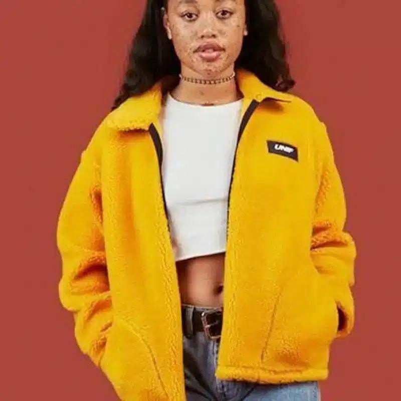 LOVEMI - Lovemi - Street Teddy Bear Turmeric Plush Women's Jacket