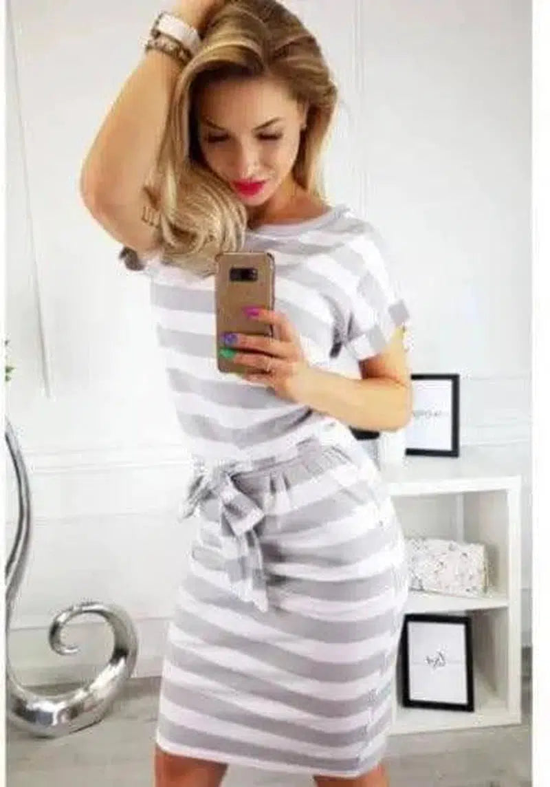 Striped Dress-Gray-17