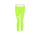 Striped print contrast color leggings tight hip hip-Fluorescent green-5