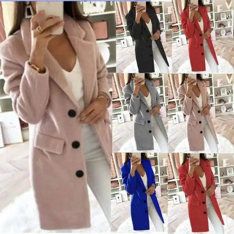 Womens Mid-Length Buttoned Coat-1