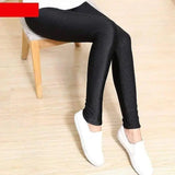 Summer Low Waist Stretch slim gloss trousers thin candy-Black-5