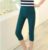 Summer new candy color cropped pants elastic tight short-Blackish green-8