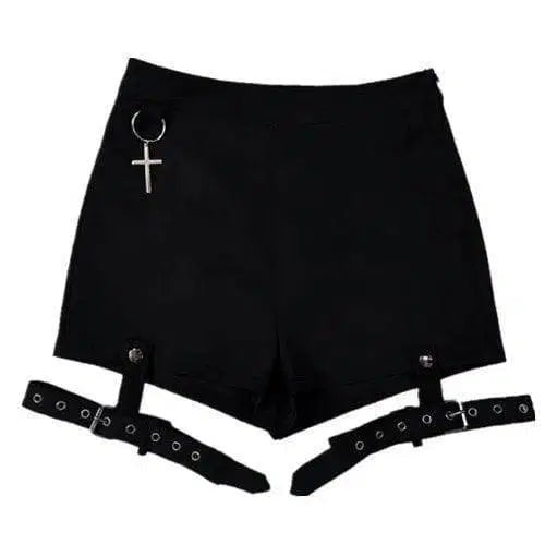 Summer Punk Rock Women's Shorts Cross Ring Hanging-1