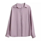 Women's Long Sleeve Silk Blouse for Office Wear-Purple-1