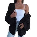 Chic Chunky Womens Cardigan for All Seasons-Black-2