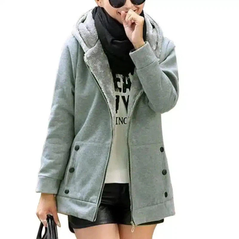 LOVEMI - Lovemi - Thick Warm Cardigan Sweater Hooded Jacket