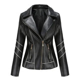 Thin Pu Short Coat Spring And Autumn Jacket-Black-5