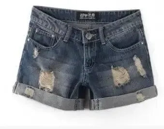 Torn Denim Shorts For Women-Darkblue-26