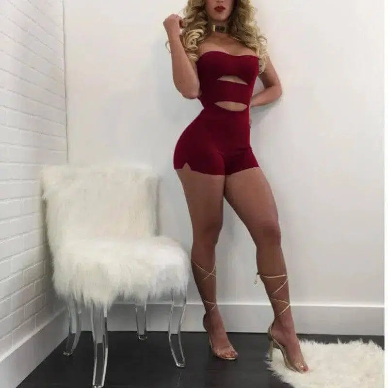 Tube Top Hollow-out Sex Jumpsuits-1