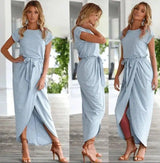 Versatile Wrap Midi Dress in Assorted Colors-Lightblue-17