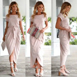 Versatile Wrap Midi Dress in Assorted Colors-Pink-34