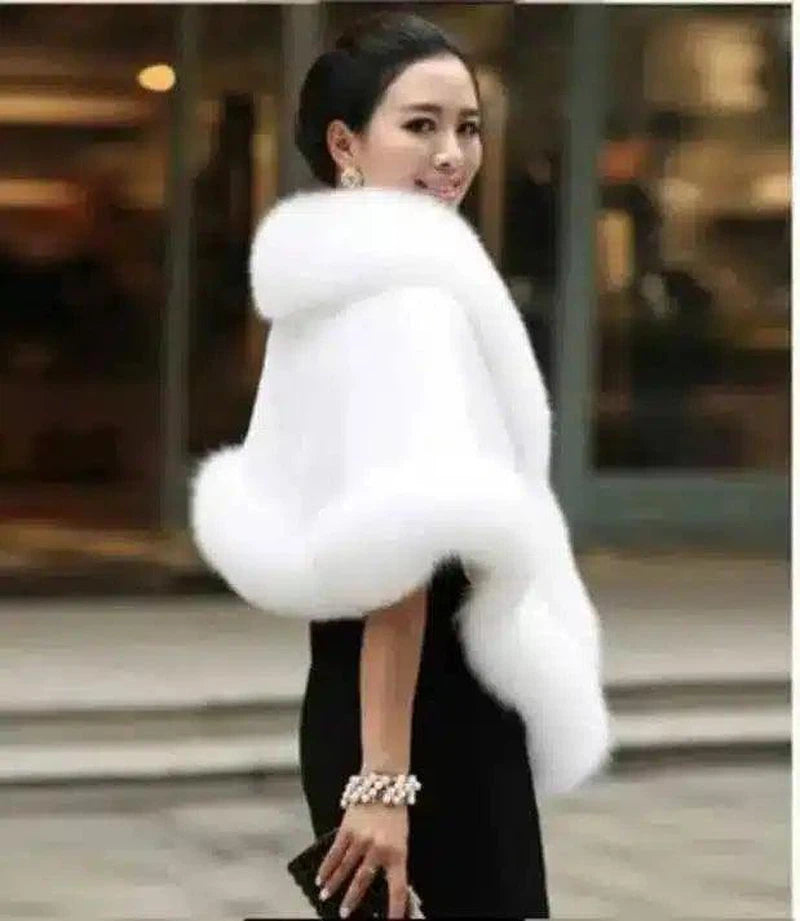 Luxury Faux Fur Women's Jacket-White-4