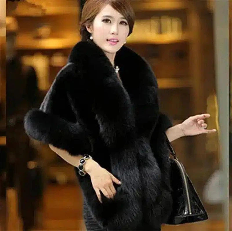 Luxury Faux Fur Women's Jacket-Black-6