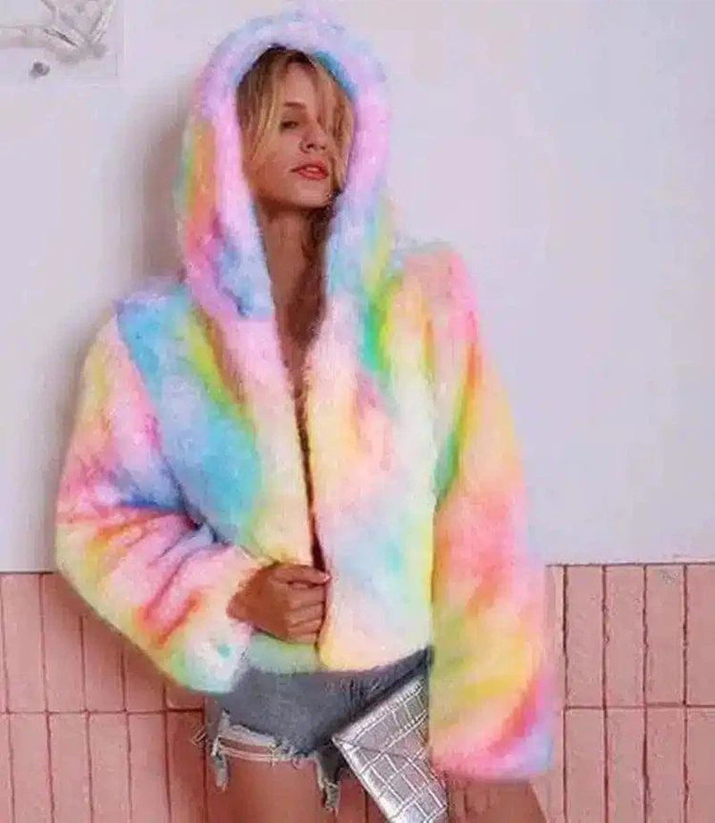 Fuzzy Hooded Jacket with Pockets-Seven colors-1