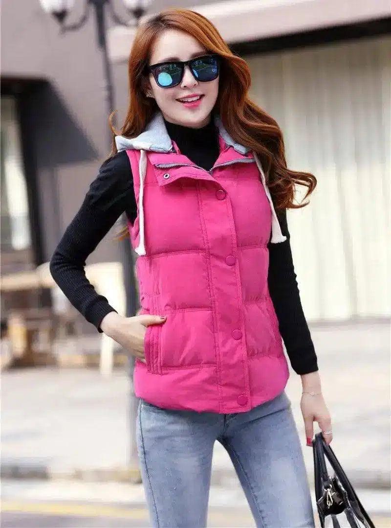 Winter Korean Down Coat-Rose Red-4