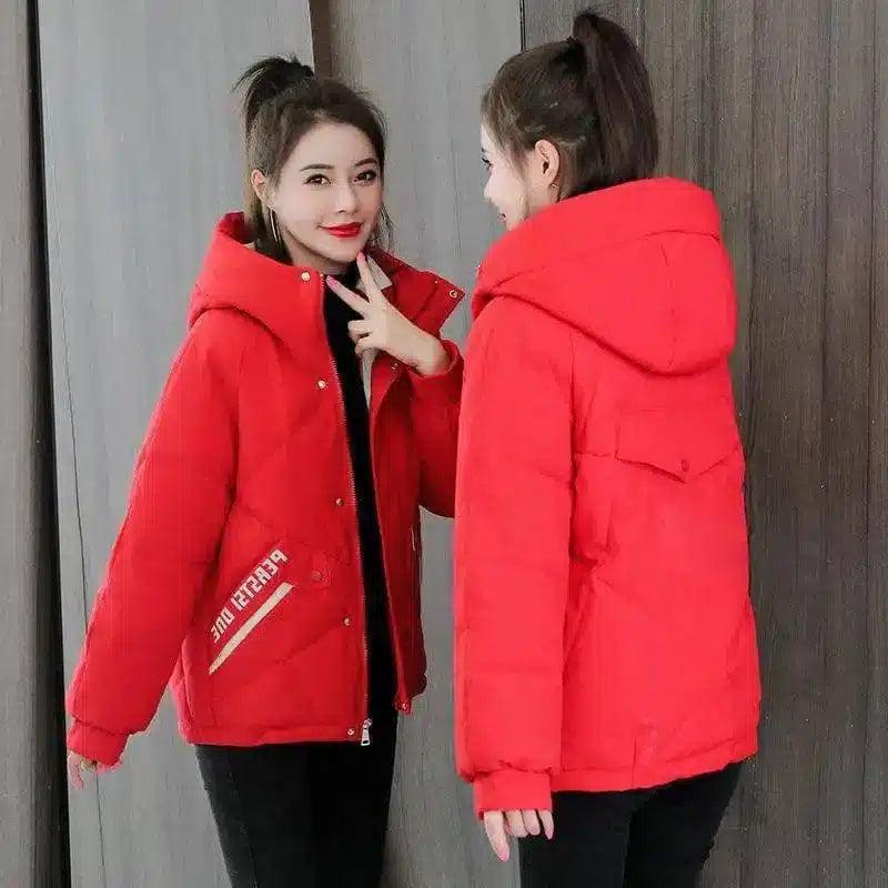 Winter Hooded Jacket with Insulated Lining-Red-3