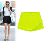 Women's Casual Shorts - Mid-Waist Slim Ruffled Skirt.-2