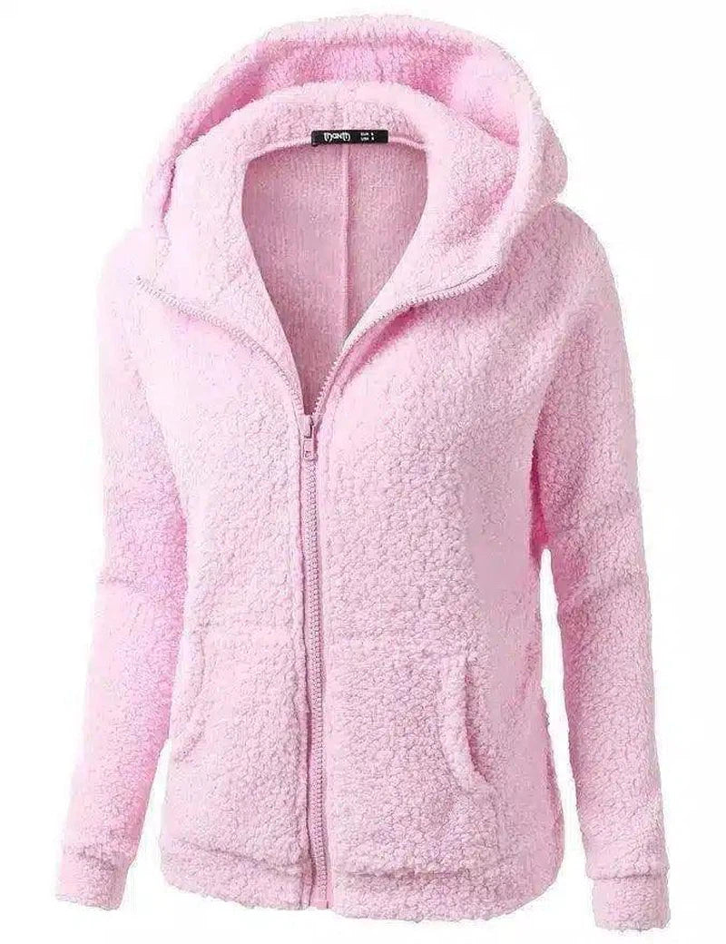 Women's Fashion Jacket Hooded Sweater Sweater-Pink-11