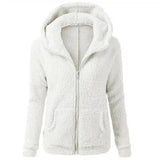 Women's Fashion Jacket Hooded Sweater Sweater-White-3