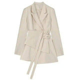 Women's Belted Trench Coat Jacket-Apricot-2