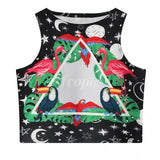 Women's Harajuku Style Triangle Totem Bird Vest-Black-1