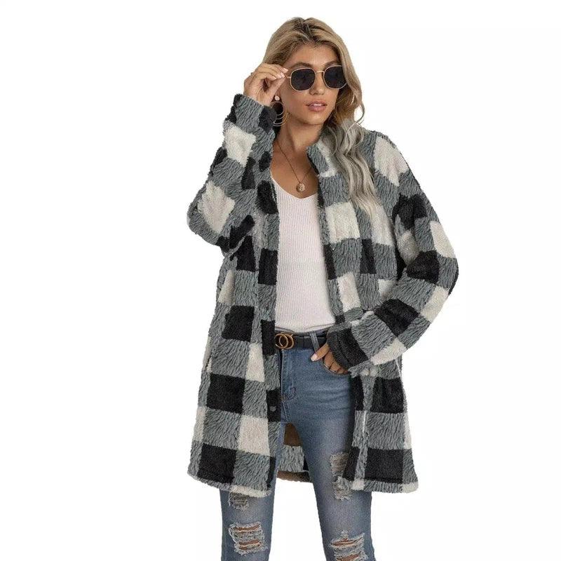 LOVEMI - Lovemi - Women's Long-sleeved Plaid Print Mid-length Shirt