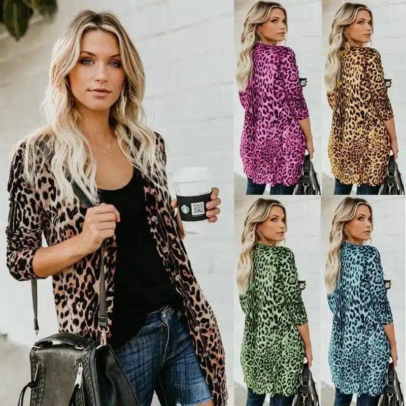 LOVEMI - Lovemi - Women's Sexy V-neck Long Sleeve Button Print