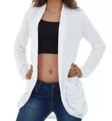 Women's Casual Open Front Long Cardigan-White-2